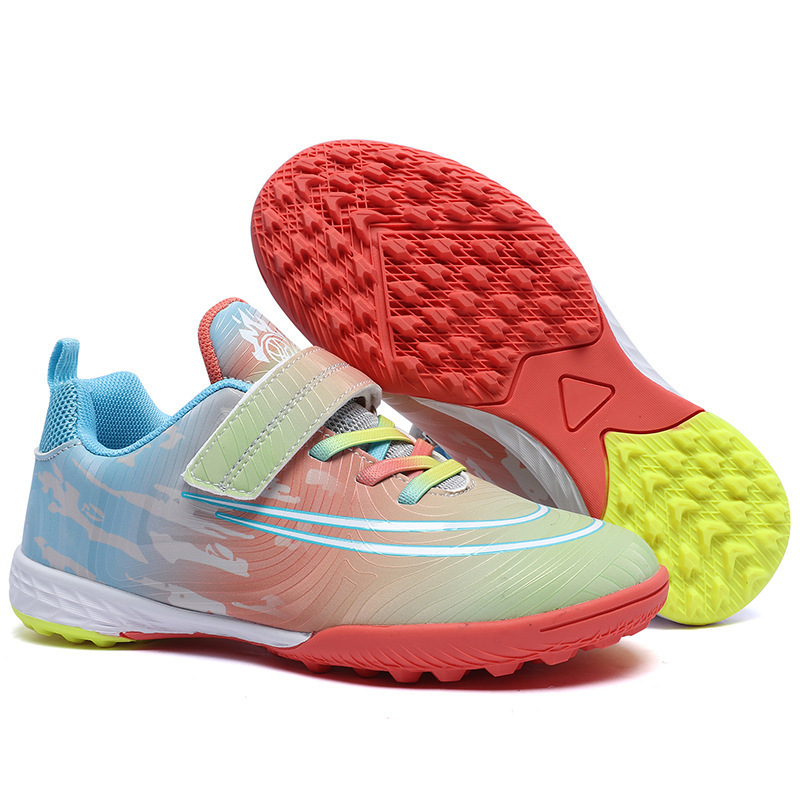On behalf of the hair children's football shoes lace-free Velcro broken nails TF primary school students boys and girls artificial grass training sneaker