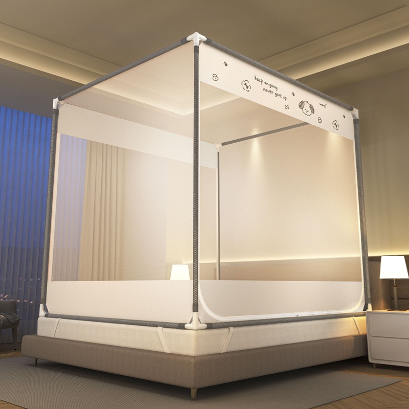 Picture of Class A Mosquito Net Household Bedroom Three-door New Bracket Tattoo Children's Anti-fall Anti-drop Bed Fully Surrounded Bottomless 1.8