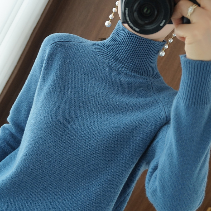 Picture of Stand Collar Sweater Women's Autumn and Winter New 2025 Thick Korean Style Women's Pure Color Pullover Loose Knitted Long-Sleeved Bottoming