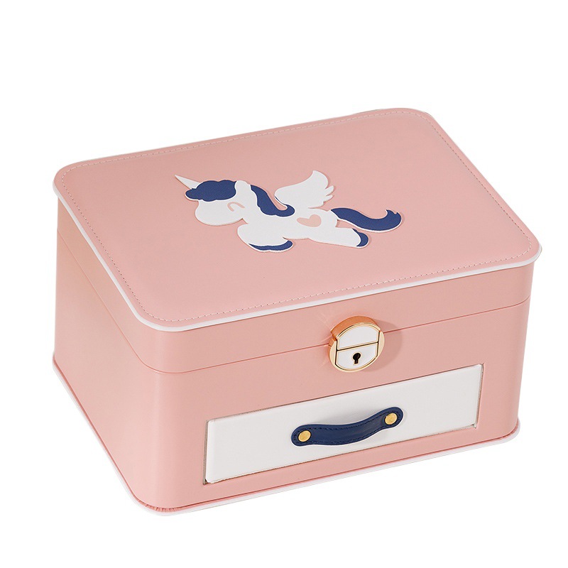 Pony Unicorn Multi-layer Large Jewelry Box Jewelry Jewelry Box Earring Box Necklace Bracelet Jewelry Storage Box with Lock