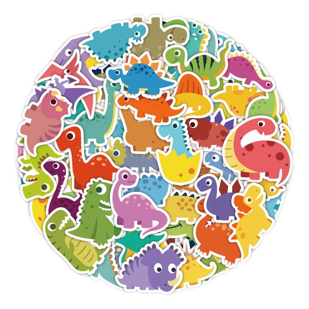 60 original cartoon dinosaur stickers Q version cute animal pattern children's student decorative hand account waterproof stickers