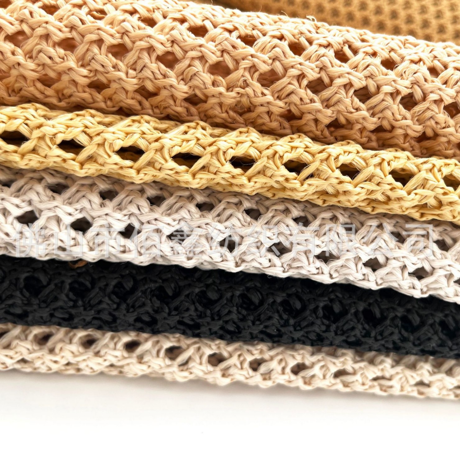 Picture of Crochet knitted pp mesh fabric woven cross hollow PE straw mat shoes and hat material luggage handbag decorative fabric handmade fabric