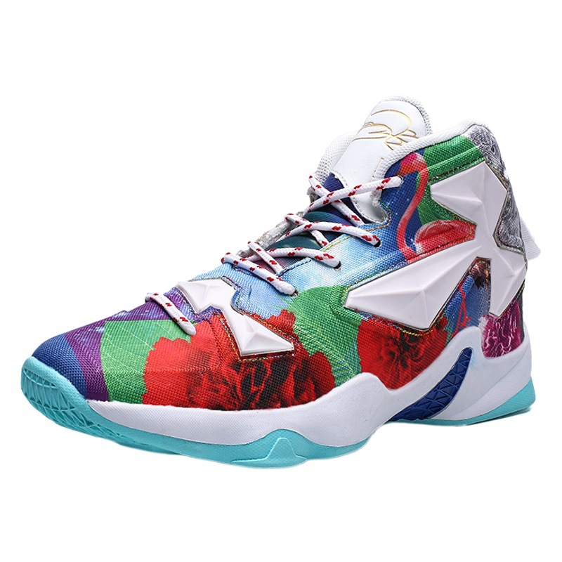 Cross-Border Basketball Shoes for Men Kd16 All-Star Camouflage Graffiti Sports Running Shoes for Girls Trendyy Student Shoes Factory Ready Stock