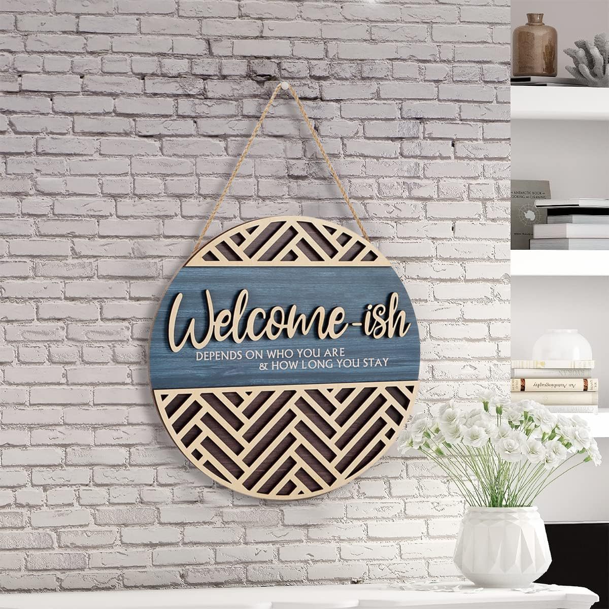 Cross-border new creative wooden printing welcome door plate bow Christmas New Year holiday scene pendant decorations
