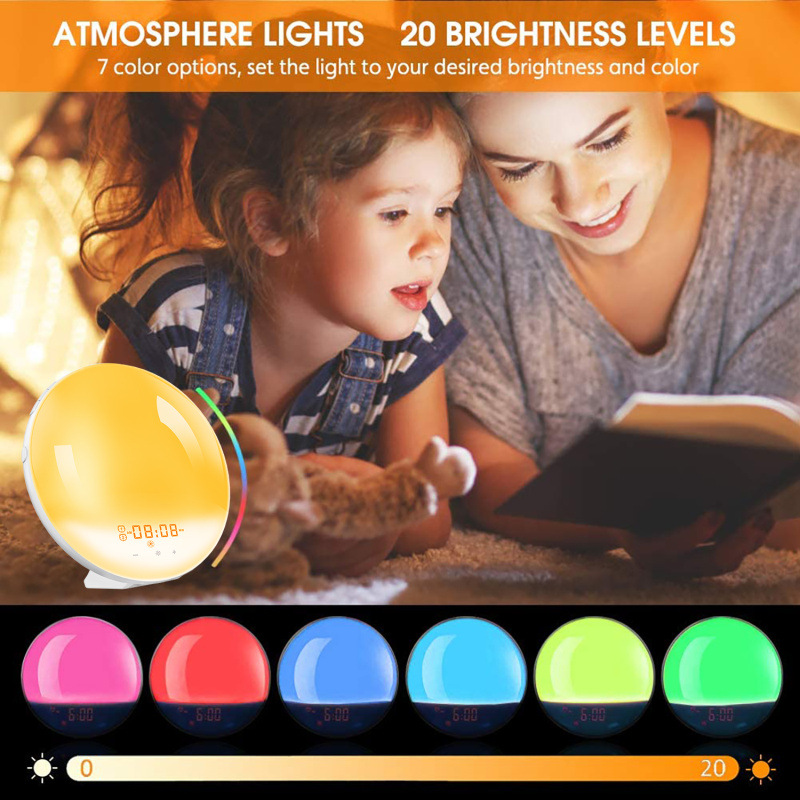 Picture of Popular touch colorful alarm clock wake-up light simulation Sunrise Sunset hypnosis atmosphere bedside table lamp nursing night light