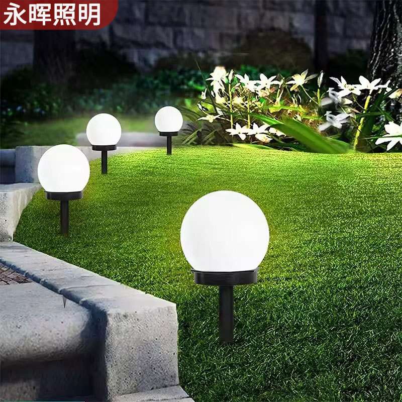 Cross-Border Solar Round Bulb Ground Lamp Simple Waterproof Outdoor Courtyard Lamp Garden Villa Decorative Lawn Lamp