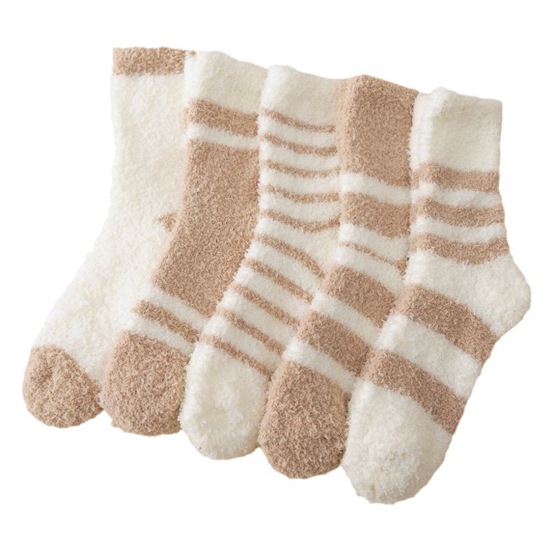 Coral Velvet Socks Women's Amazon Cross-border Autumn and Winter Thickened Hair-free Home Sleep Socks Long Tube Floor Socks