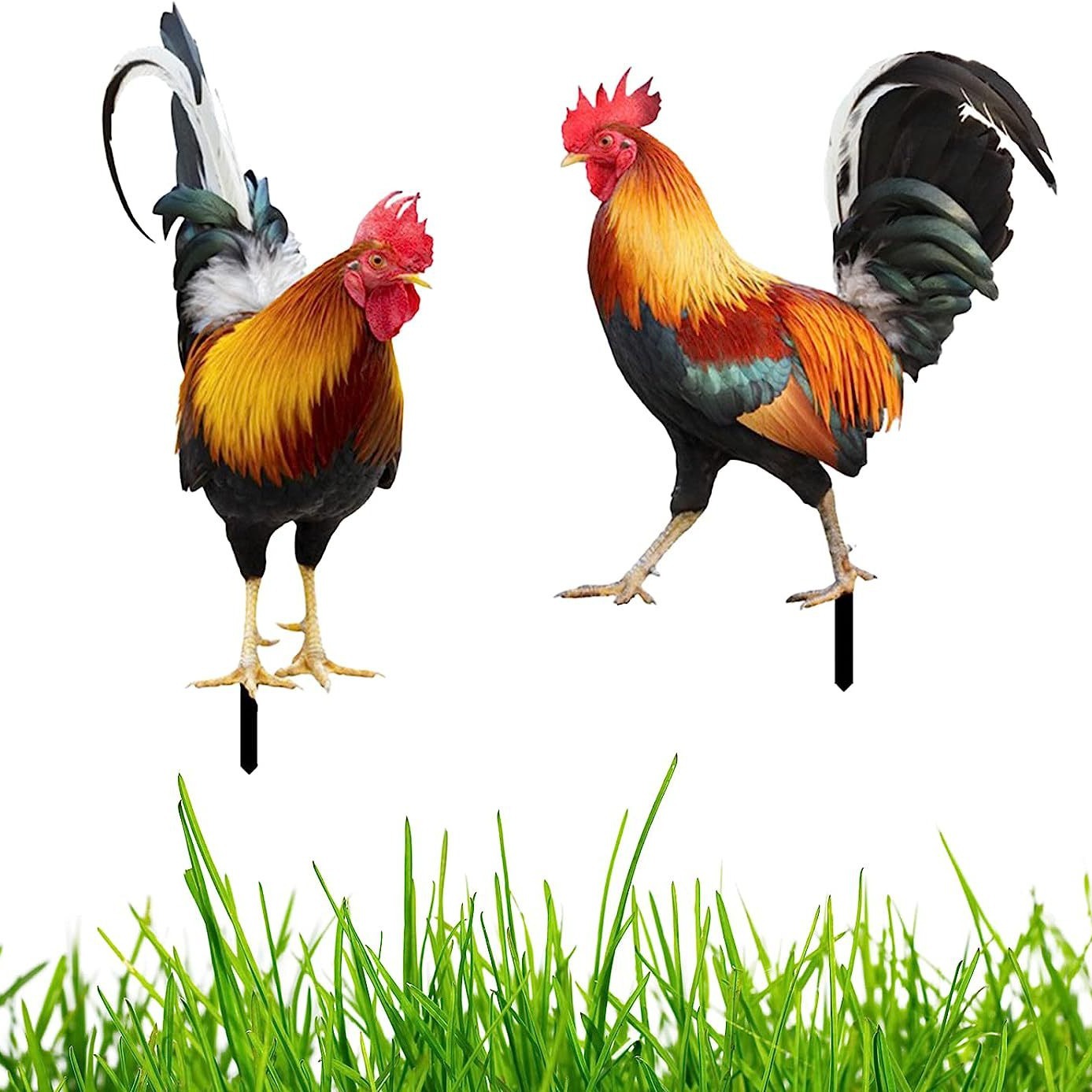 Picture of Three-Dimensional Courtyard Rooster Acrylic Mirror Yardart Garden Outdoor Decoration Ornaments Creative Courtyard Ornaments