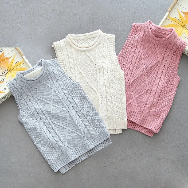 Picture of Girls Fashion College Style Pullover Knitted Vest Girls Spring and Autumn New All-match Casual Knitted Sweater