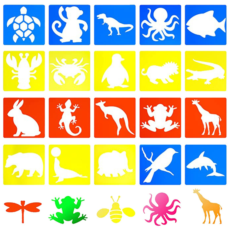 Creative animal painting template color chalk hollow template children's handmade DIY copy drawing board in stock