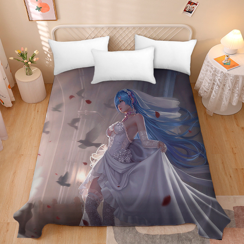 Picture of Anime Two-Dimensional Anime Rem Picture Gentleman 3D Beauty Bed Bed Sheets Single Piece Student Dormitory 1.9m