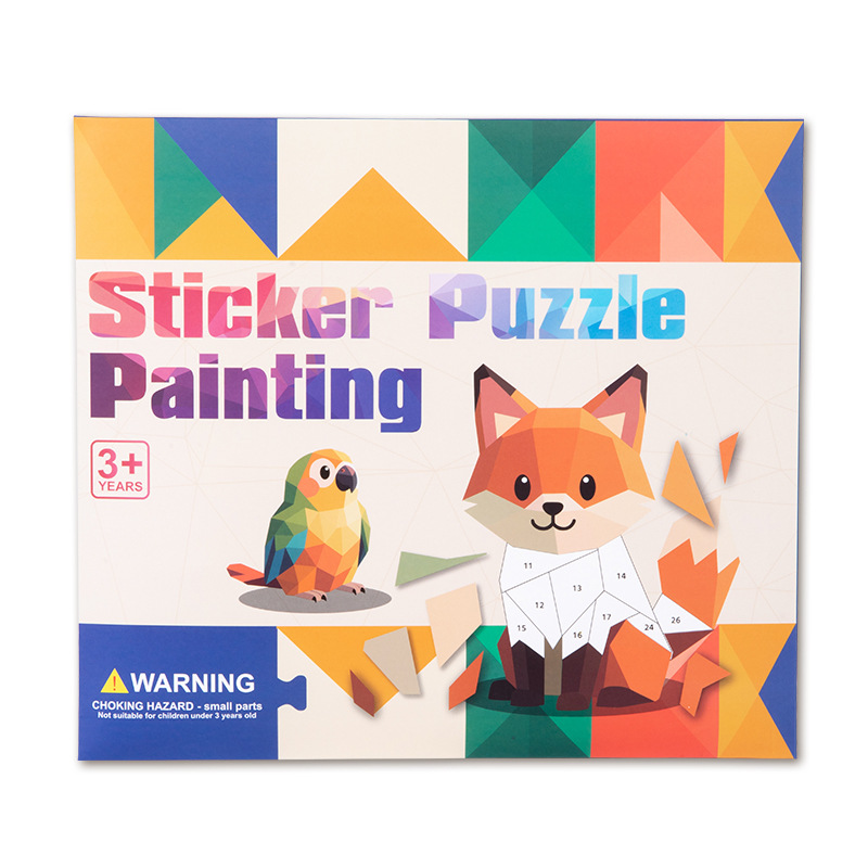 Picture of Children's 3D Geometric Collage Puzzle Educational Toys Kindergarten 3-6 Years Old Focus Handmade DIY Stickers