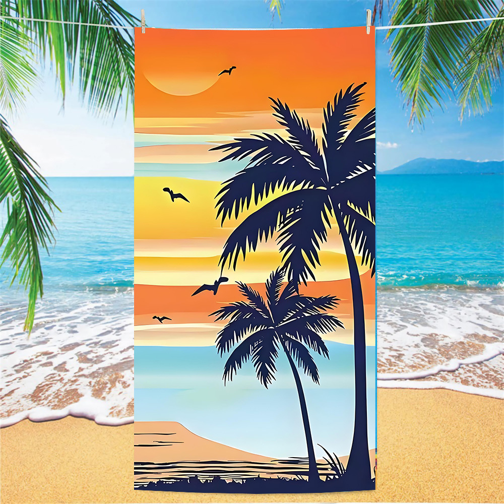 Picture of Cross-border microfiber double-sided velvet beach towel custom LOGO digital printing large bath towel rectangular thick towel