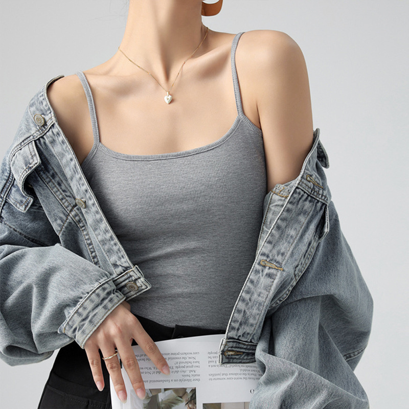 Picture of Women's Summer Thin White Outer Wear Small Vest Large Size Anti-slip Ice Silk Thread Cotton Inner Base Top