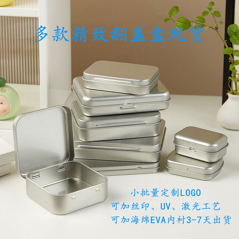 Flip Iron Box Packaging Tools Badge Souvenir Portable Small Gift Box Portable Storage Box Can Be Printed with Logo and Sponge