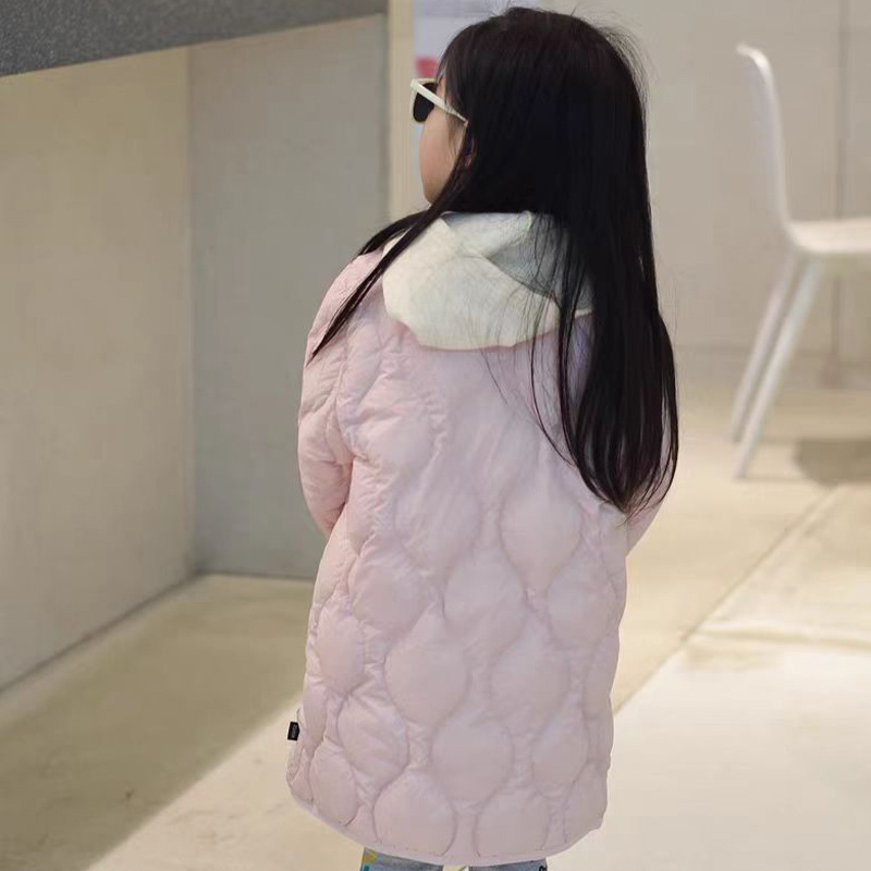 Picture of Girls' Light and Versatile Imitation down Jacket Long and Short 2024 Autum New Kidsren's Korean Fashionable Pure Color Jacket