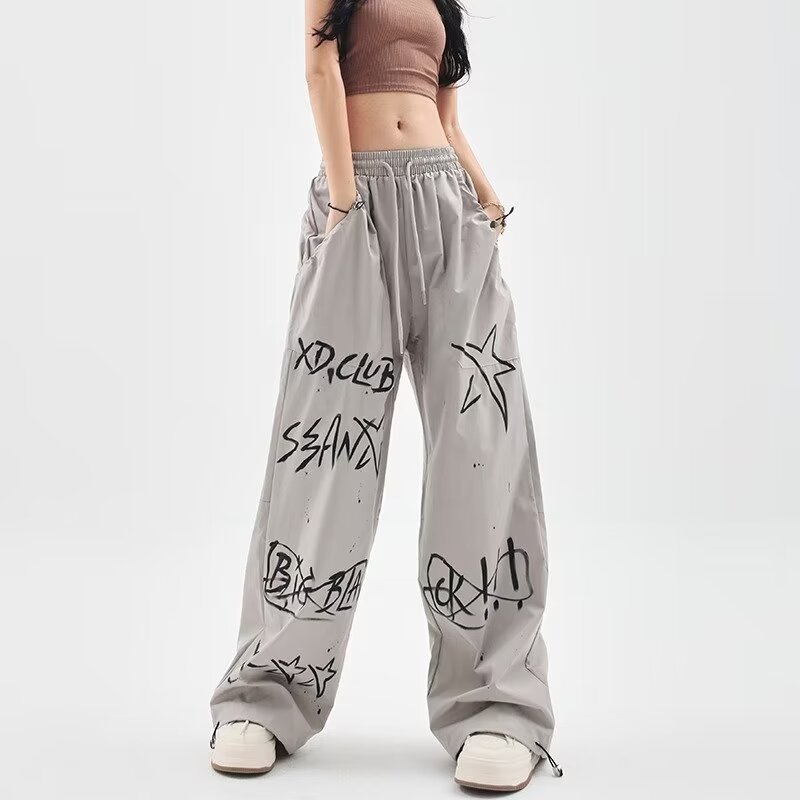 High Waist American Street Pants Graffiti Sweatpants