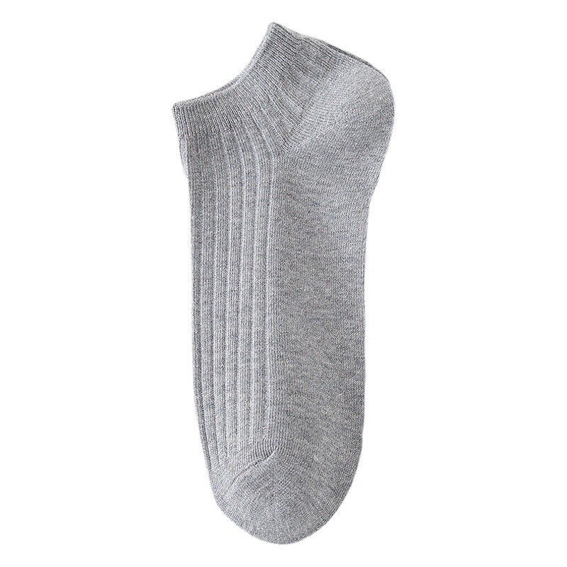 Spring and Summer socks men's gray ankle socks summer sweat-absorbent breathable double needle cotton socks men's black and white socks