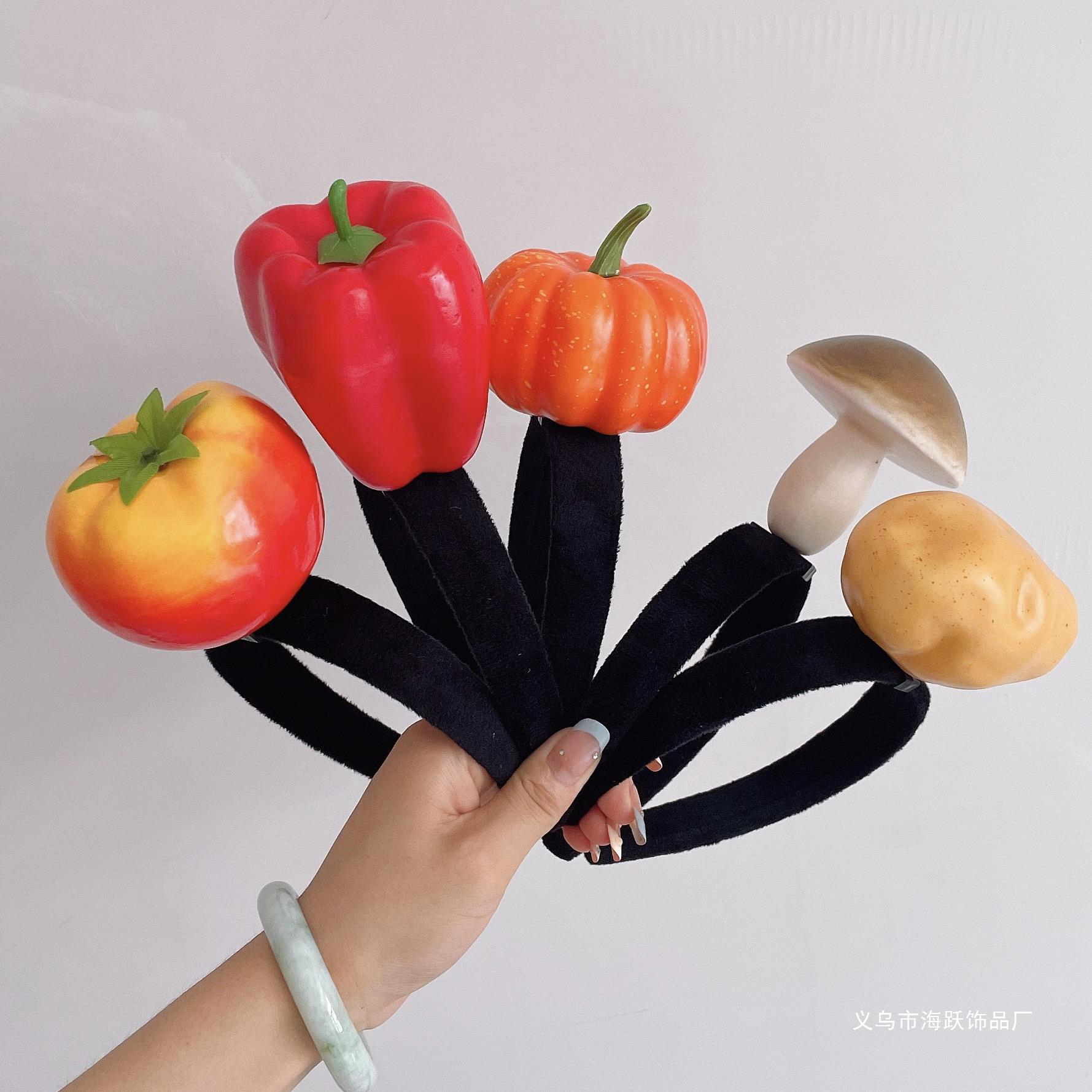 Picture of Haiyue Jewelry Three-dimensional Vegetable Hairband Creative Original Personality Funny Radish Pepper Eggplant Green Vegetable Headband Women's Hair