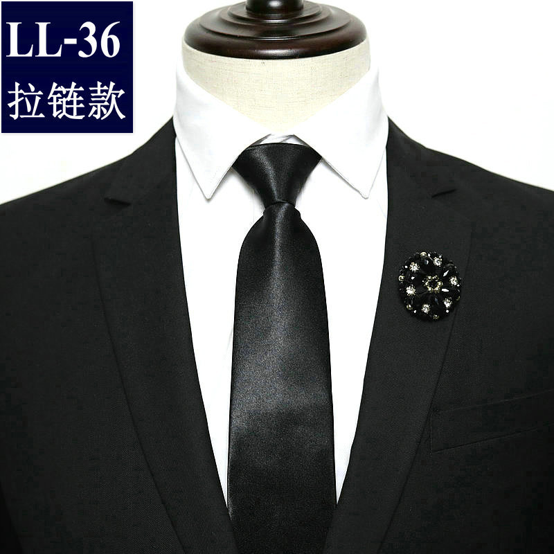 Picture of Men's business formal wear stripe free zipper wholesale lazy tie 8CM logo LOGO factory wholesale