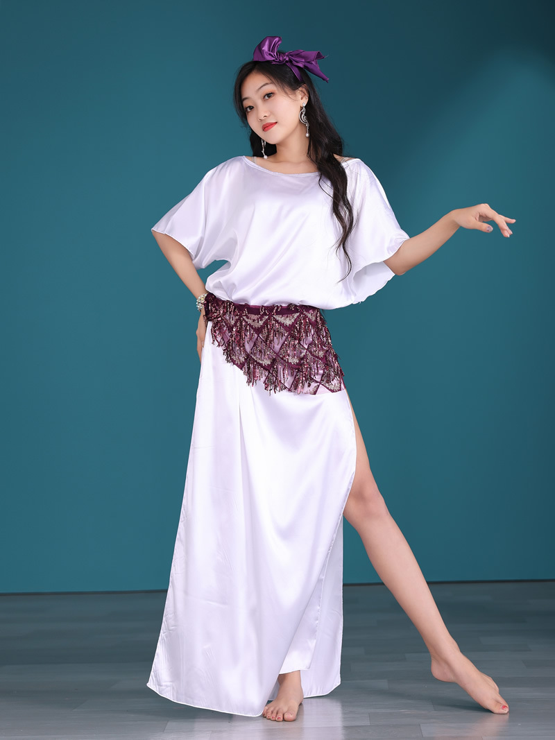 Picture of Dancer Folk White Robe Baladi Belly Dance suit Practice Table Performance shaabiT5516 3116