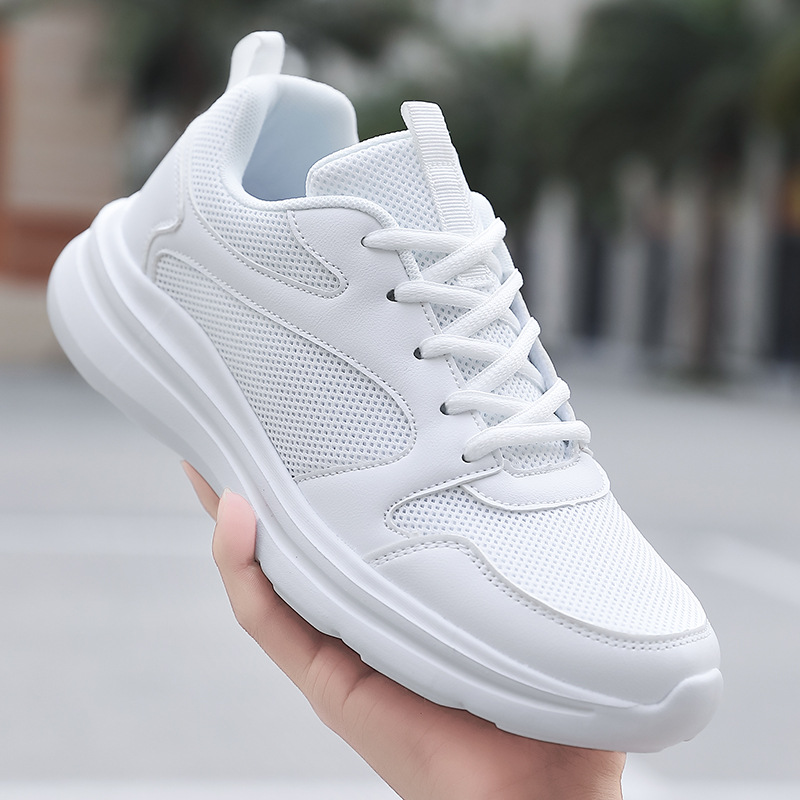 Spring/summer men's white sneakers, youth mesh breathable running shoes, unisex student white sneakers
