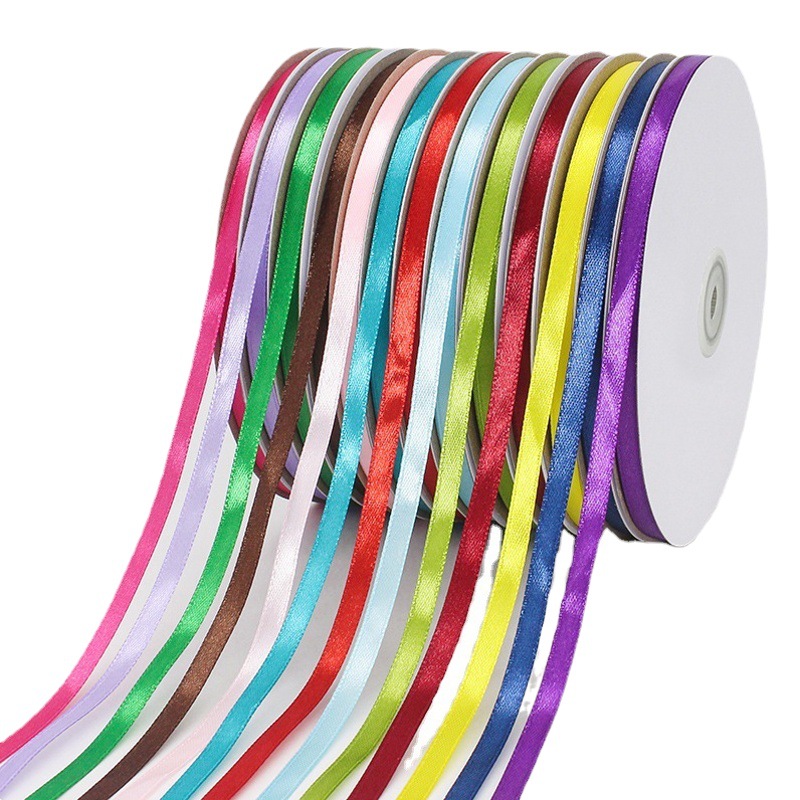 Factory Wholesale 0.6cm Ribbon 6mm Ribbon Gift Packaging Ribbon Wrested Hair Ribbon Mounted Ribbon