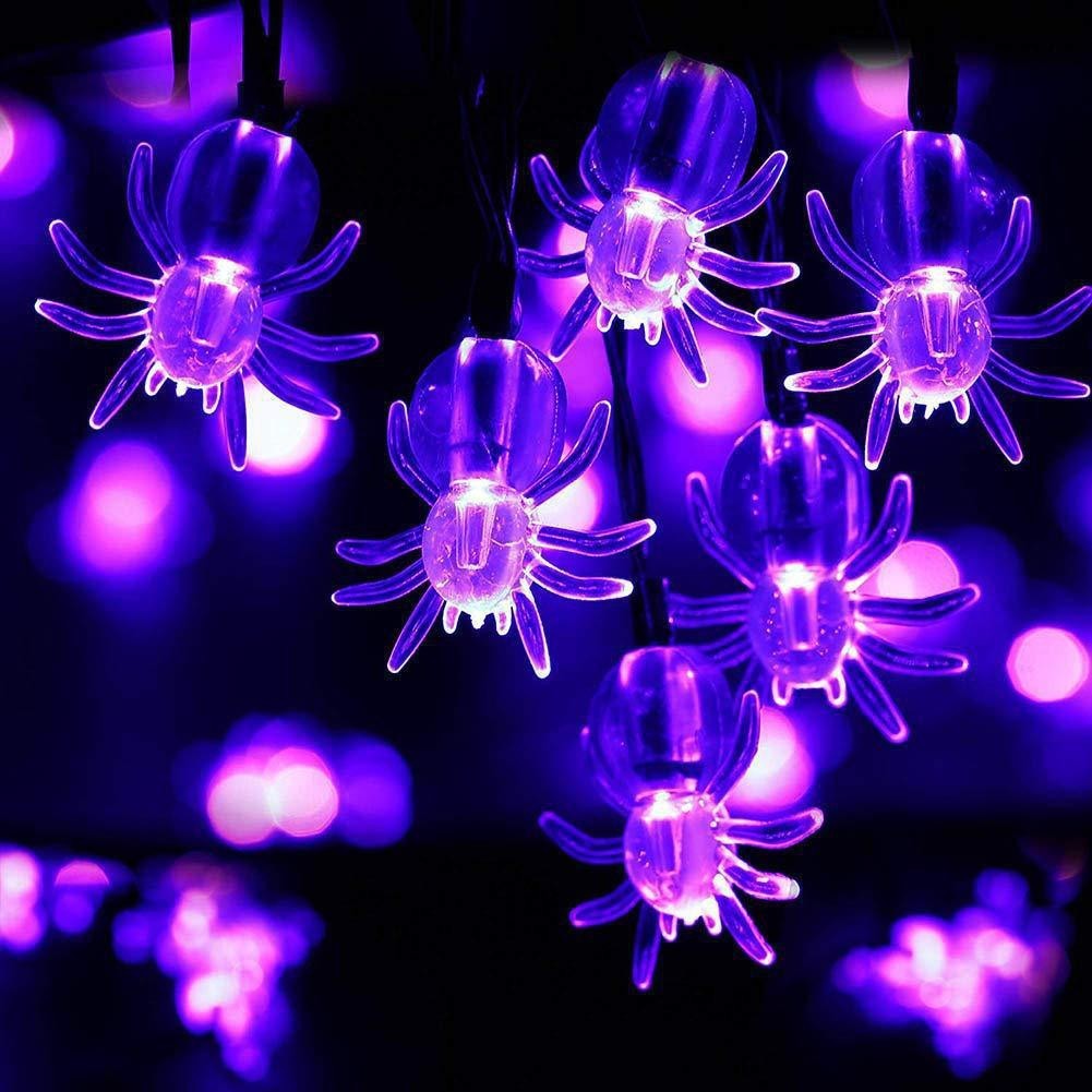 Cross Border Halloween Party LED Transparent Purple Spider Light String Christmas Cross Border Outdoor Decorative Light Ambience Lantern