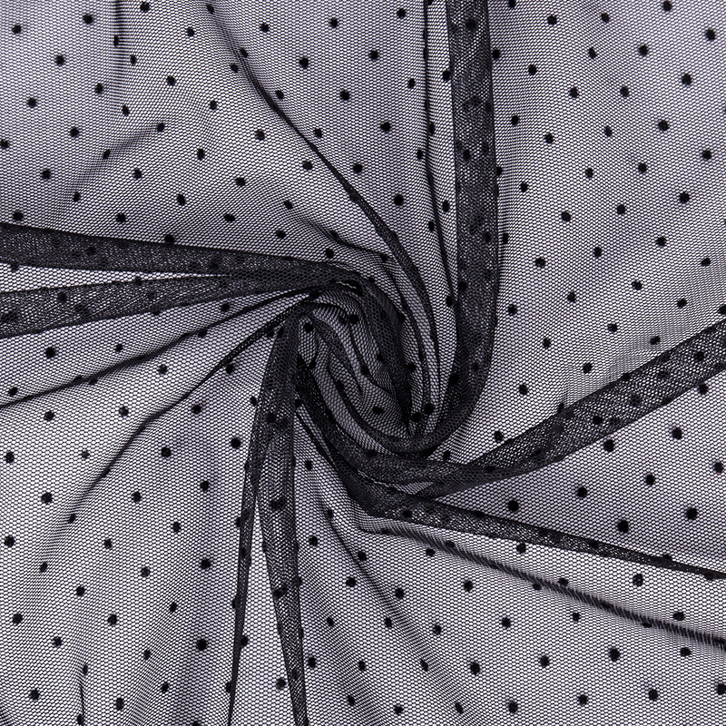 Mesh Idea Flocking Fabric Modern Women's Fashion Fabric Skirt Children's Clothing Crafts Flocking Dot Fabric