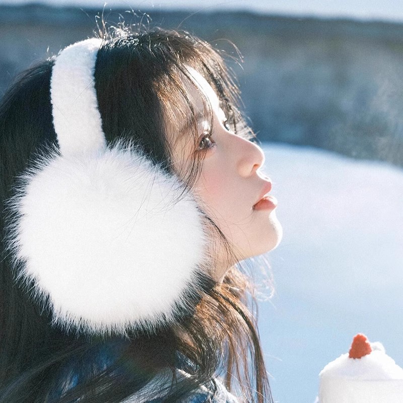 Northeast Tourism Plush Earmuffs Women's Winter Cute White Warm Anti-freeze Warm Ear Cover Ear Cover All-match Ear Cover