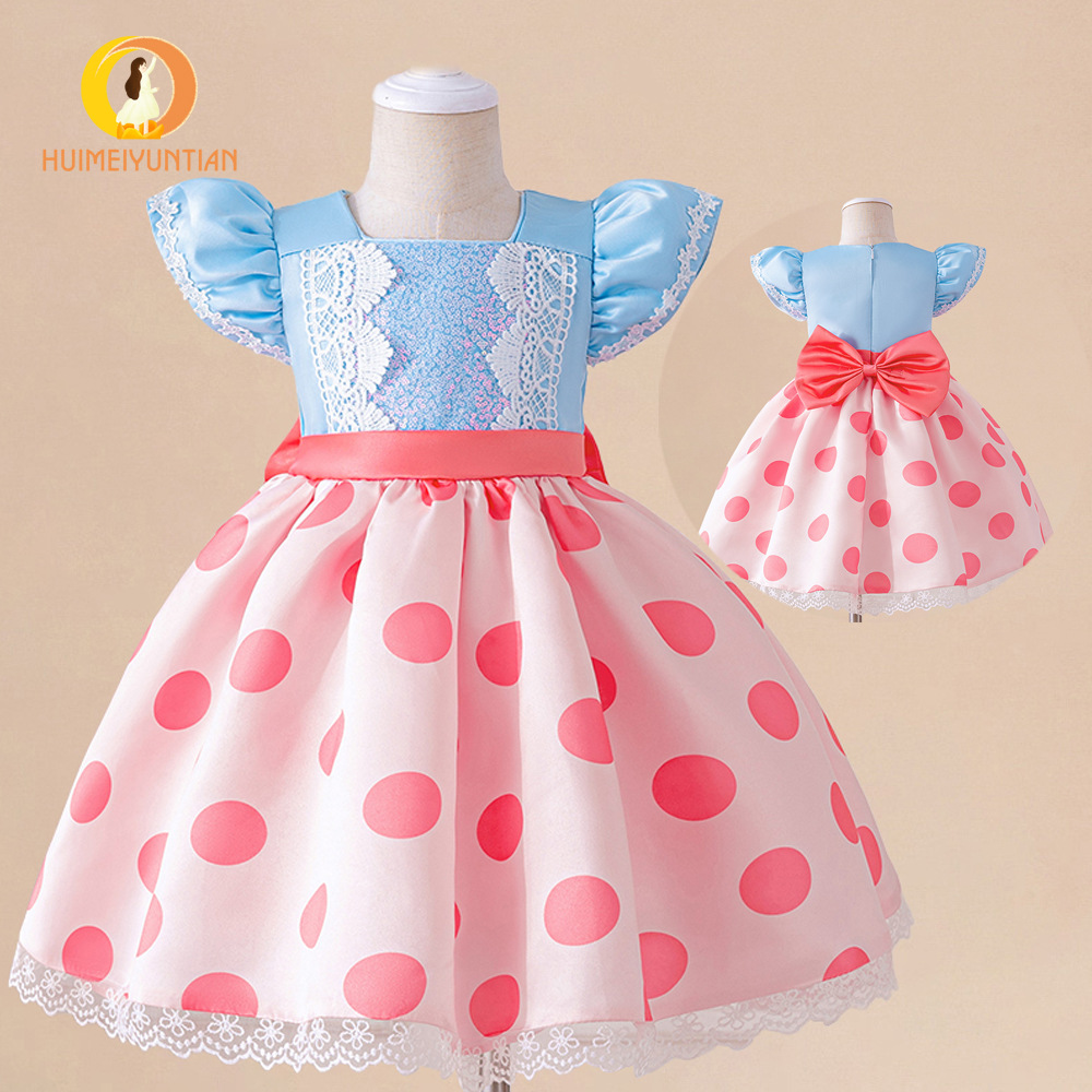 European and American Explosions Shepherdess Girl's Flying Sleeve dress Lace Lace Tutu Dress Children's Dress Princess dress