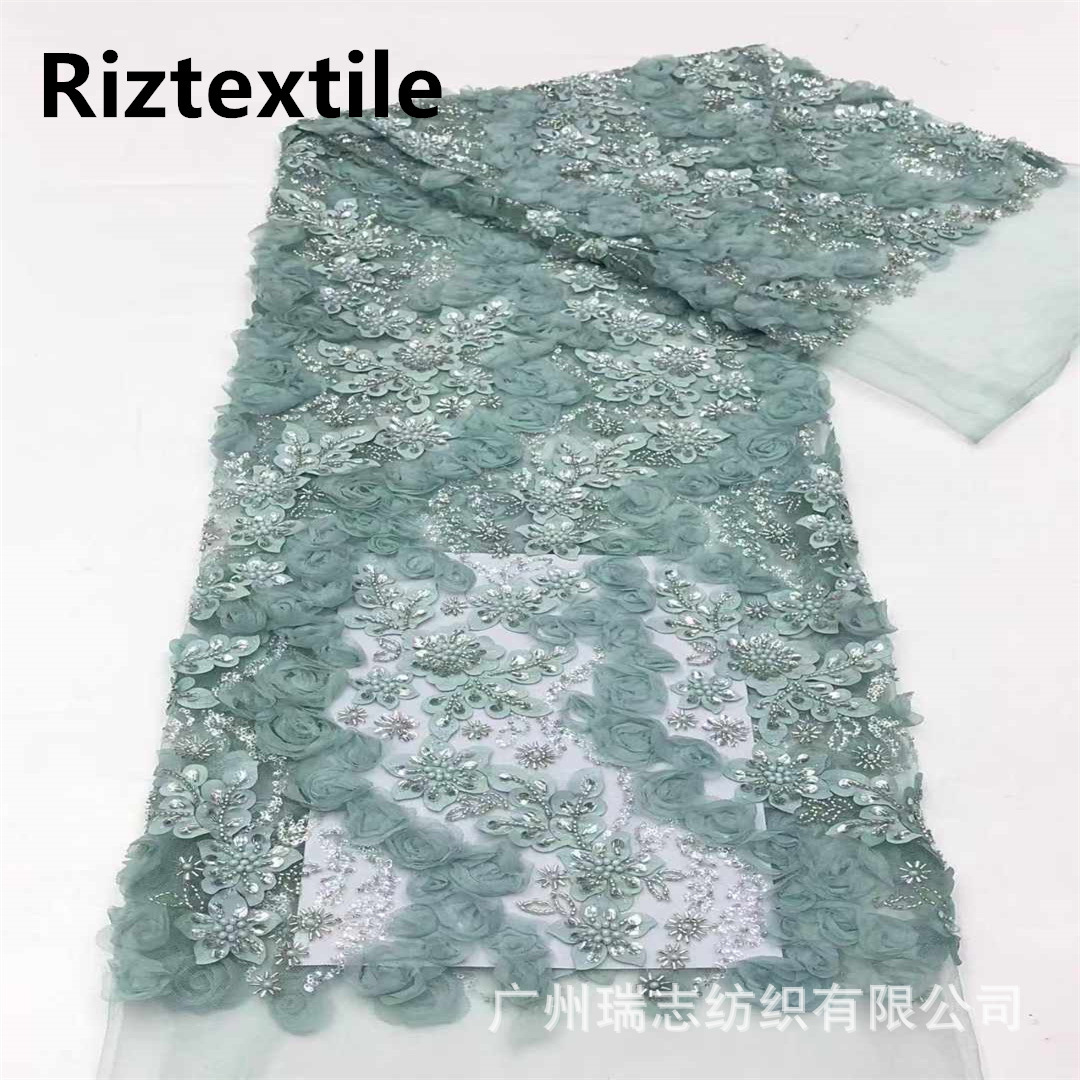 Lace Fabric Laser Disc Flower Sequins Embroidered Cloth Heavy Industry Bead Tube dress Dress Wedding Dress Embroidered Fabric