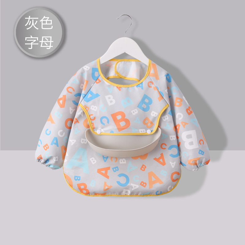 Picture of Children's Bib Set for Eating, Waterproof Dirty Smock, Baby Bellyband, Long-Sleeved Apron, Thin Autumn and Winter Baby Supplies