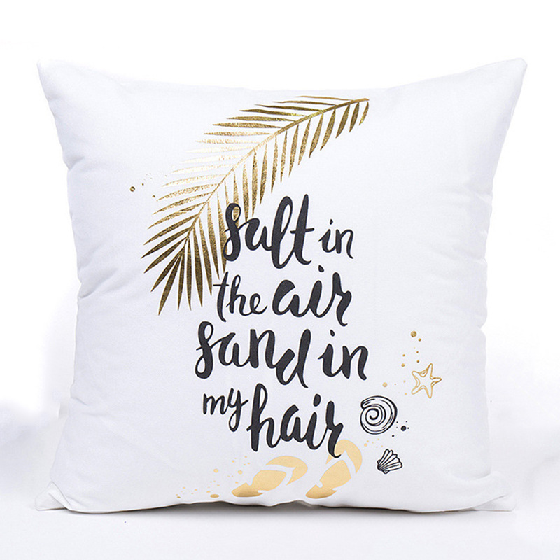 Picture of Cross-border Amazon New Geometric Bronzing Proverbs Super Soft Short Plush Pillow Bedroom Sofa Removable and Washable Cushion Cover