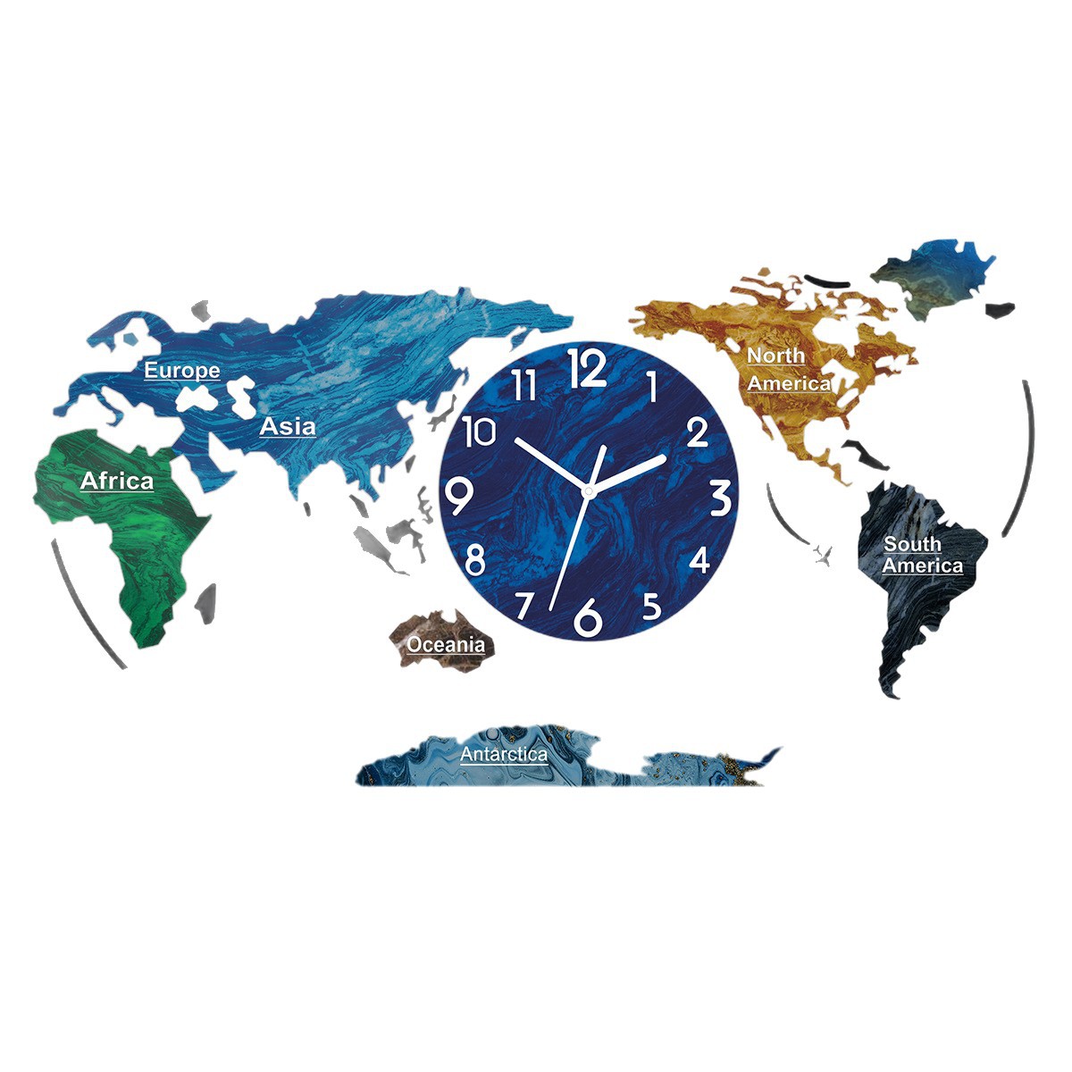 Picture of Fashion World Map Modern European Antarctic Great Living Room Wall Clock Office Silent Internet Celebrity Creative Clock Calendar