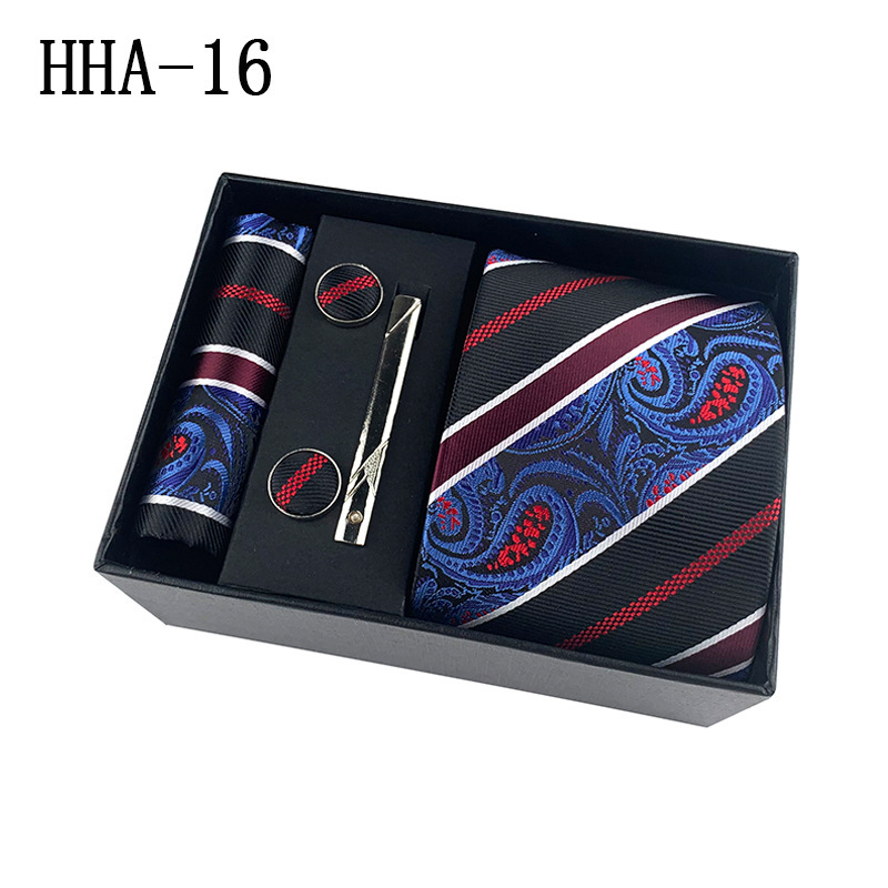 Picture of Factory Wholesale Men's Tie Business Dress Wedding Photo Suit Accessories Tie Cufflinks Square Tie Gift Box