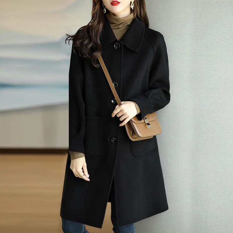 Picture of Cross-Border Woolen Outwear for Women 2024 Autumn and Winter New Style Small Thickeneded Korean Style Slim Elegant Mid-Length Woolen Trend