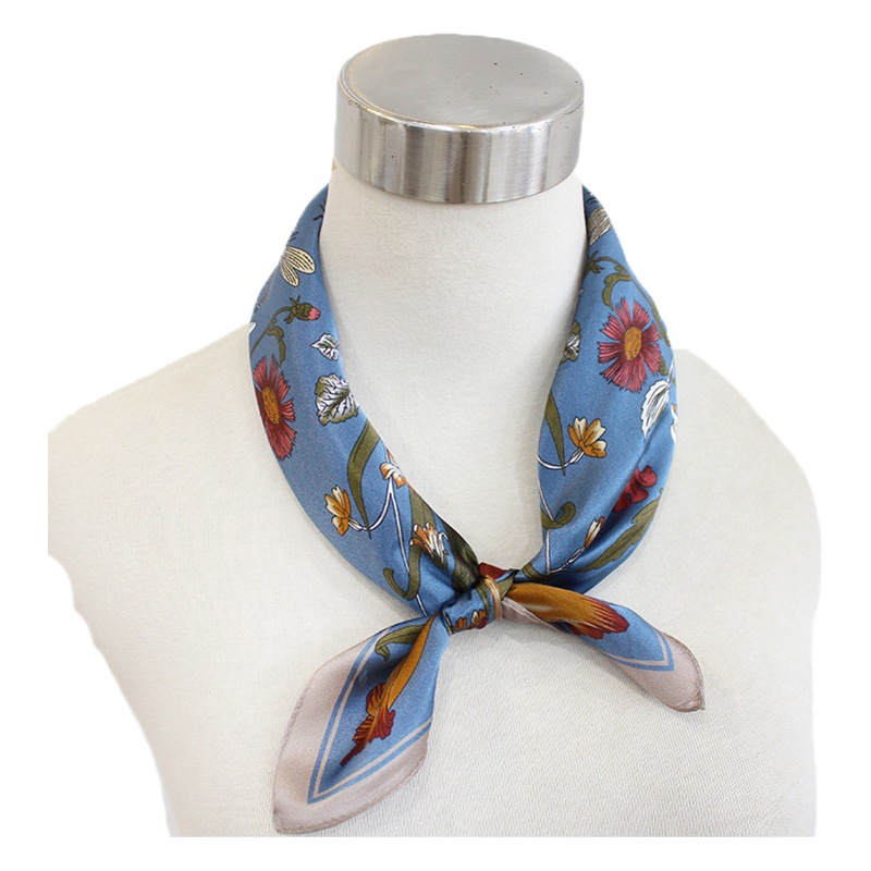 Artistic style elegant small floral all-match plain satin silk 55 small square scarf scarf decorative small Scarf gift