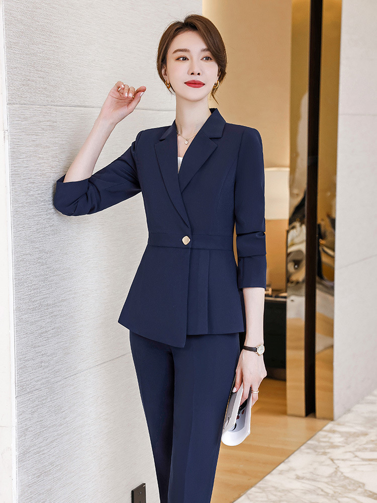 Picture of Grey Professional Suit Female Dress Hotel Manager Interview Civil Servant Work Clothes Suit Jacket Female Spring and Autumn