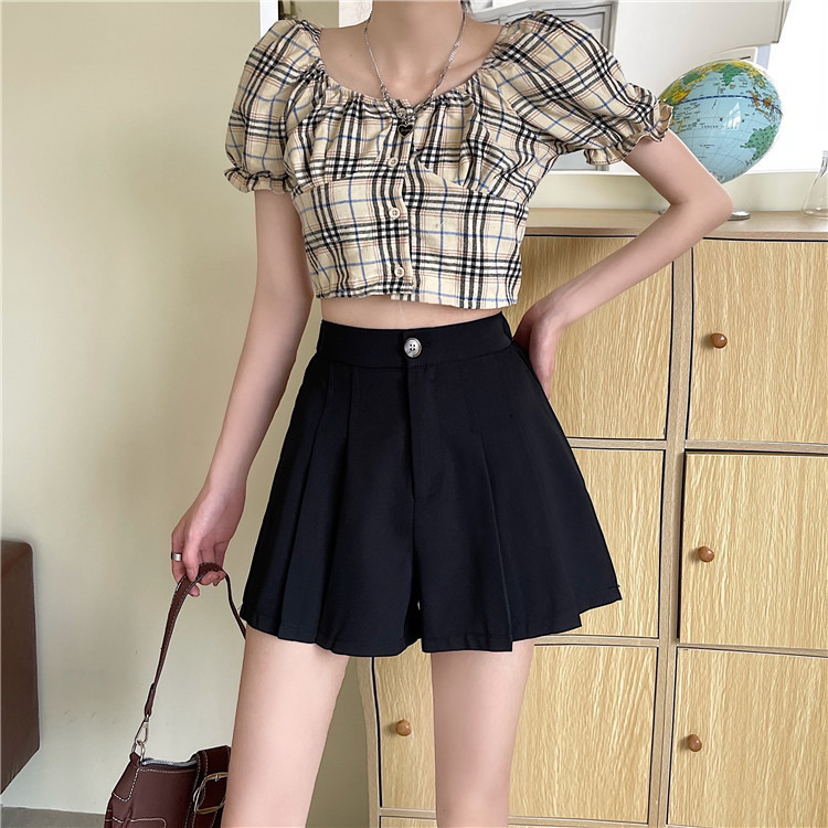 Fashion High Waist Flesh Covering Black Wide Leg Pants Women's 2023 Summer New Elegant Irregular Suit Shorts