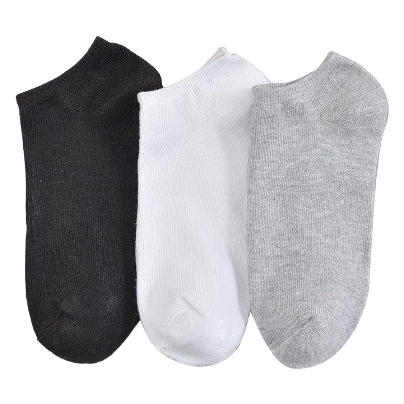 Picture of Black and White Grey Flat Boat Socks Solid Color Four Seasons Thin Short Socks Sweat Absorbing Invisible Socks All-match Cotton Socks