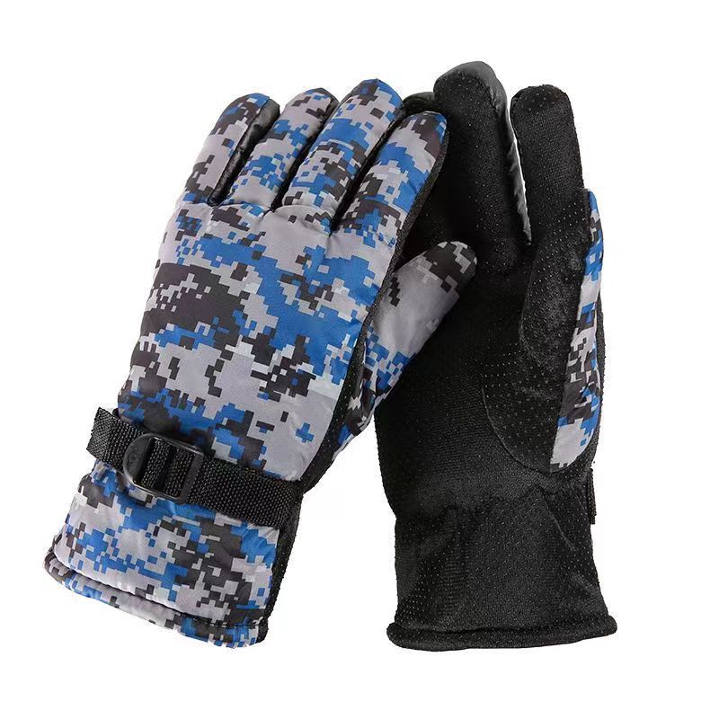 Gloves winter electric car warm camouflage gloves running rivers and lakes stall motorcycle waterproof non-slip cotton gloves