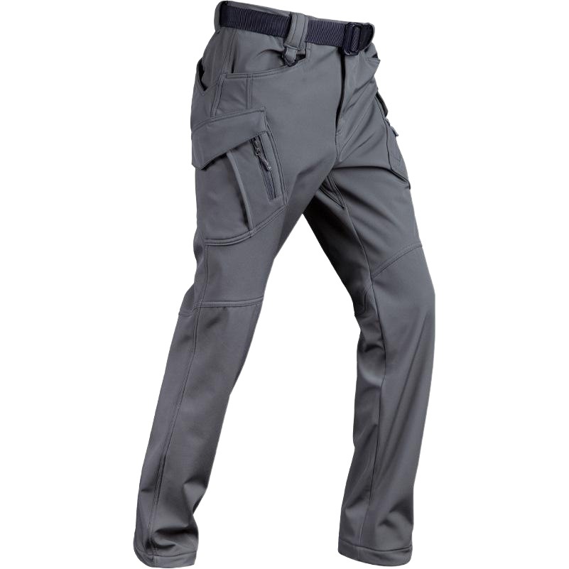Angken Autumn and Winter Fleece-Lined Soft Shell Tactical Pants Men's Windproof Ix9 Military Fans Outdoor Cargo Pants Elastic Straight Training Pants