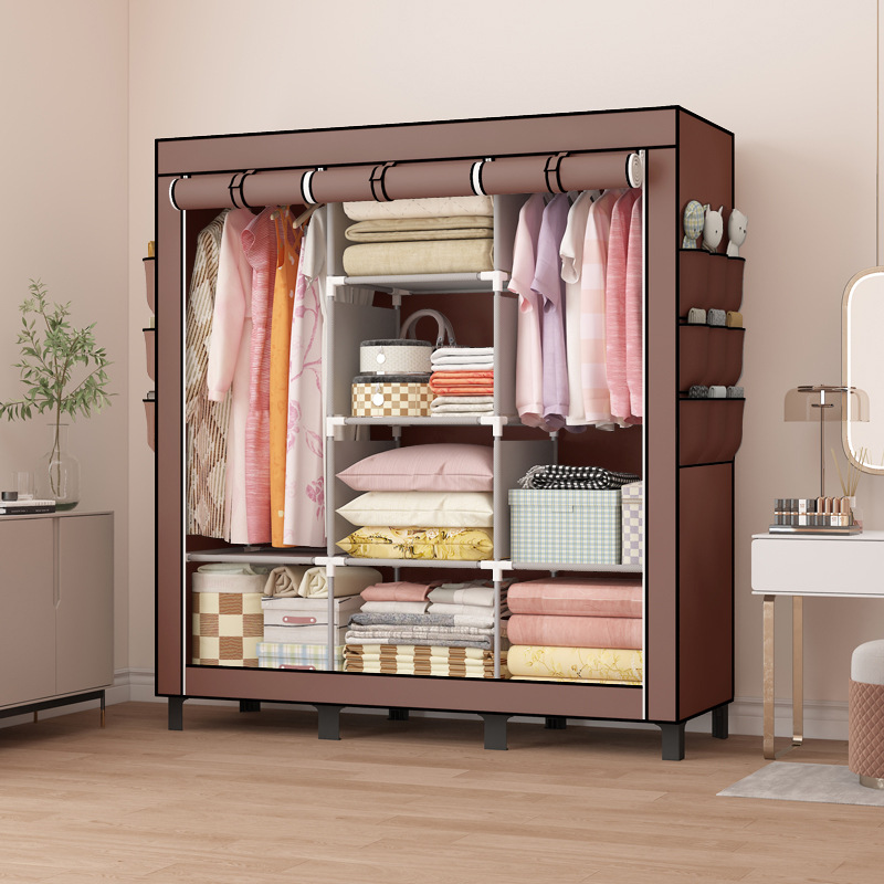 Big Foot Cloth Wardrobe Simple Wardrobe Amazon Hot-selling Bedroom Wardrobe Storage Dormitory Bedroom Hanging Wardrobe Clothes Cabinet