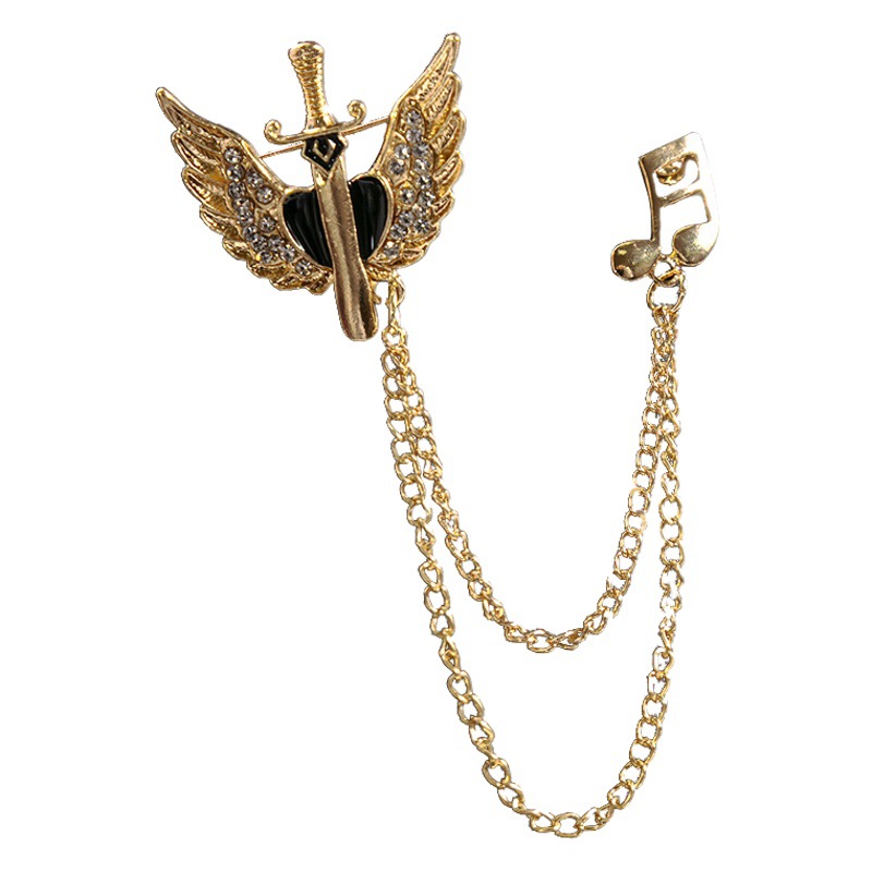 Korean version of metal chain tassel brooch personality retro temperament clothing fashion temperament niche accessories wholesale
