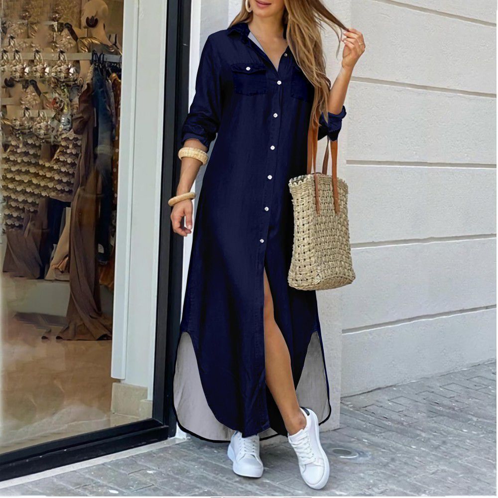 Picture of Cross-Border Women's Clothing Amazon 2025 European and American Spring and Summer New Printed Long-Sleeved Dress Fashionable Sexy Shirt Long Skirt