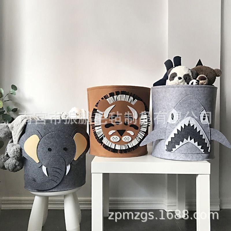 Foldable Multi-functional Cartoon Felt Storage Barrel Dirty Clothes Storage Durable Large Capacity Storage Basket Beautiful Multi-color Available