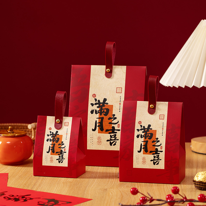 Picture of New Baby Birth Full Moon Hundred Days Gift Box Candy Bag Candy Bag Cute Baby Birth Candy Box Birthday One-Year Banquet Candy Box