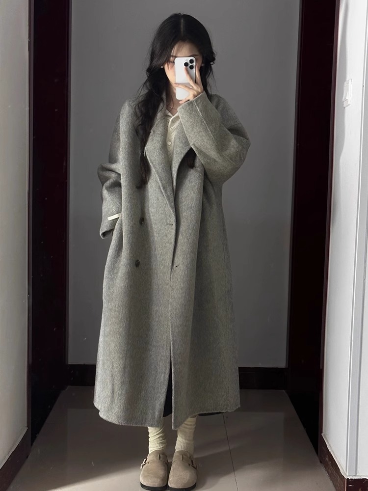 Picture of Autumn and Winter New Four-button Loose Korean Style Elegant Double-sided Cashmere Coat Mid-length Thickened Wool Coat for Women