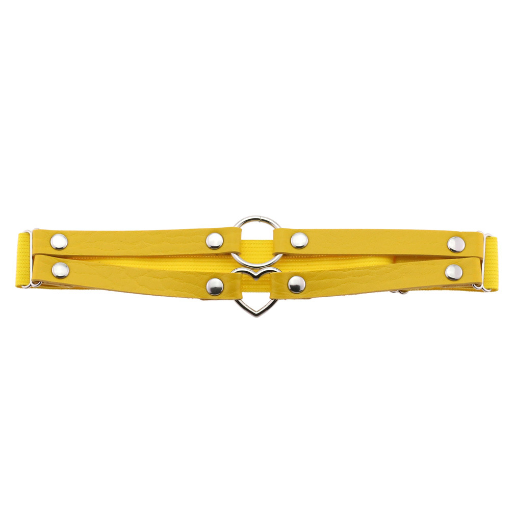 Picture of Cross-border personality temperament sexy punk style double-line ring leather thigh ring peach-shaped love-shaped elastic garter belt